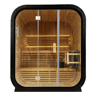 Knot Cedar Traditional Steam Outdoor Square Sauna – Luxury 4-6 Person Wellness Retreat Anyi Health
