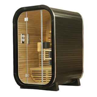 Knot Cedar Traditional Steam Outdoor Square Sauna – 1-2 Person Nordic Wellness Retreat Anyi Health