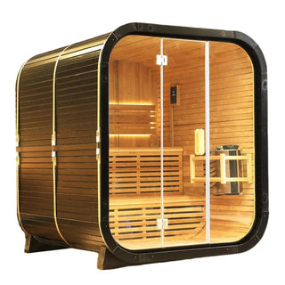 Knot Cedar Traditional Steam Outdoor Square Sauna – Luxury 4-6 Person Wellness Retreat Anyi Health