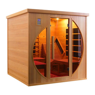 2-Person Red Cedar Indoor Infrared Sauna with Recliner & 7-Color LED Lights Anyi Health
