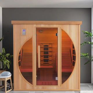 2-Person Red Cedar Indoor Infrared Sauna with Recliner & 7-Color LED Lights Anyi Health
