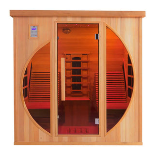 2-Person Red Cedar Indoor Infrared Sauna with Recliner & 7-Color LED Lights Anyi Health