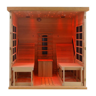 2-Person Red Cedar Indoor Infrared Sauna with Recliner & 7-Color LED Lights Anyi Health