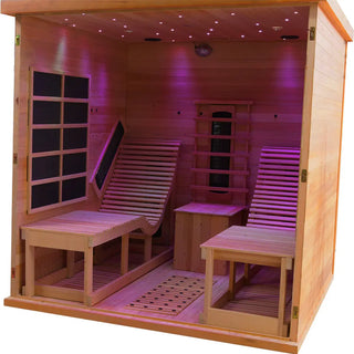 2-Person Red Cedar Indoor Infrared Sauna with Recliner & 7-Color LED Lights Anyi Health