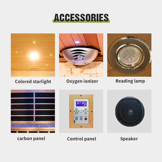 2-Person Red Cedar Indoor Infrared Sauna with Recliner & 7-Color LED Lights Anyi Health