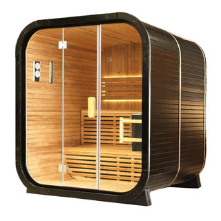 Knot Cedar Traditional Steam Outdoor Square Sauna – Luxury 4-6 Person Wellness Retreat Anyi Health
