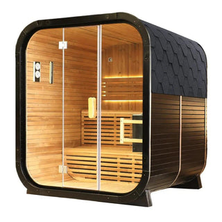 Knot Cedar Traditional Steam Outdoor Square Sauna – Luxury 4-6 Person Wellness Retreat Anyi Health