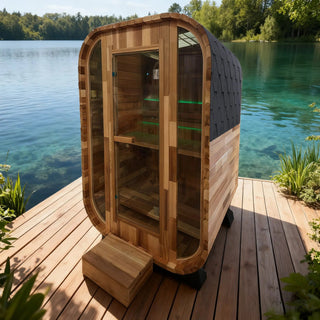 Red Cedar Outdoor Square Traditional Steam Sauna – Premium Home Wellness & Relaxation Anyi Health