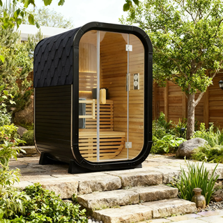 Knot Cedar Traditional Steam Outdoor Square Sauna – 1-2 Person Nordic Wellness Retreat Anyi Health