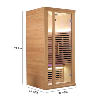 1 Person Hemlock Indoor Far Infrared Sauna with LED Star Lights and Digital Control Panel Anyi Health