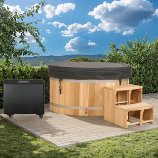 Double Capacity Oval Red Cedar Ice Bath Tub – Dual Person Cold Plunge Spa Anyi Health