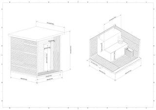 Outdoor Black Square Traditional Steam Sauna Cabin | Classic Canadian Hemlock Wood Detox Experience