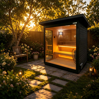 4-6 Person Canadian Red Cedar Outdoor Sauna with 6KW Heater & Tempered Glass Front Anyi Health