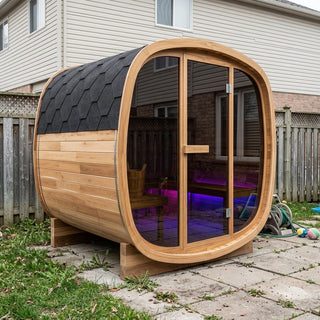 4-Person Premium Canadian Red Cedar Outdoor Traditional Steam Sauna with Tinted Glass Panels Anyi Health
