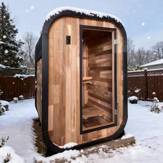 1–2 Person Red Cedar Outdoor Traditional Steam Sauna – Compact Luxury for Backyard Relaxation Anyi Health