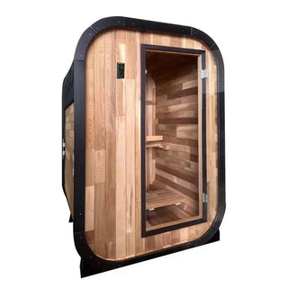 1–2 Person Red Cedar Outdoor Traditional Steam Sauna – Compact Luxury for Backyard Relaxation Anyi Health