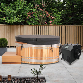 Premium Red Cedar Oval Ice Bath Tub – Cold Plunge Spa Barrel for Athletes Recovery & Therapeutic Home Use, Natural Wooden Therapy Tub