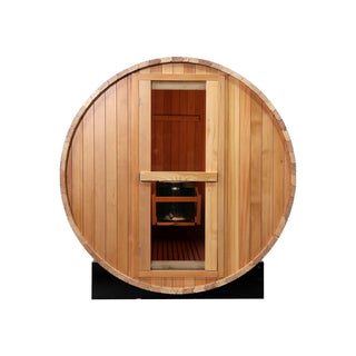 4 Person Outdoor Barrel Sauna, Canadian Hemlock Traditional Steam Barrel Sauna Kit with Outdoor Waterproof Tile, Lava Rocks and More