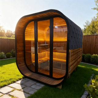 New 4-6 person Black Square Premium Thermo Spruce Wood Outdoor Sauna-FFF Anyi Health