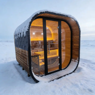 New 4-6 person Black Square Premium Thermo Spruce Wood Outdoor Sauna-FFF Anyi Health