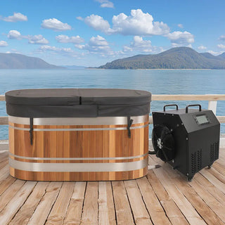 U-Shaped Red Cedar Ice Bath Tub – Ergonomic Cold Plunge Spa Barrel Anyi Health