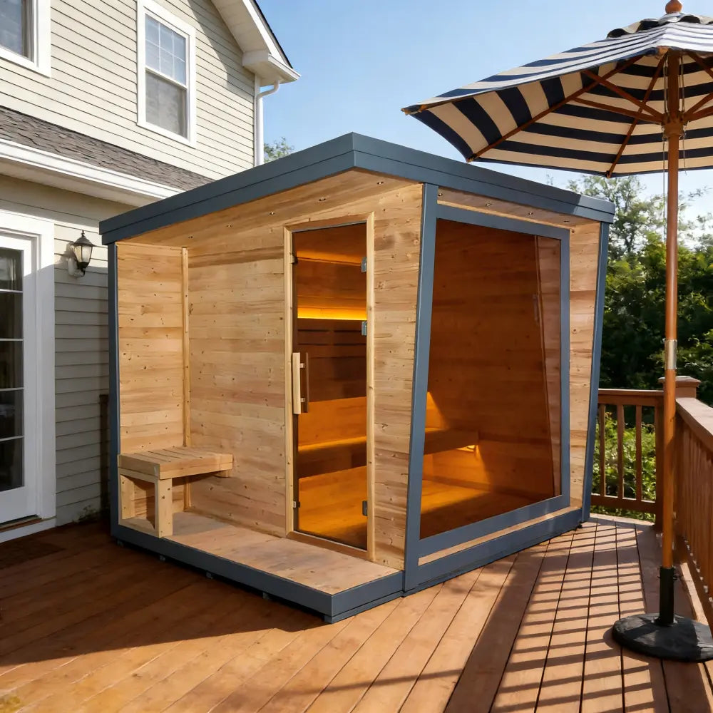 Anyi-5 Square Sauna – Carbonized Spruce Wood | 4-6-Person Home  Wellness