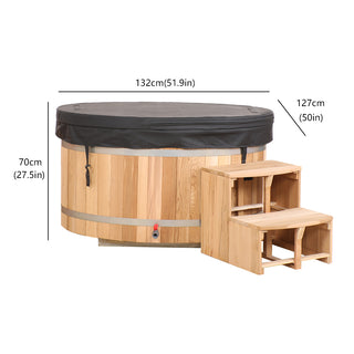 Double Capacity Oval Red Cedar Ice Bath Tub – Dual Person Cold Plunge Spa Barrel for Athlete Recovery, Hydrotherapy & Home Wellness, Natural Wooden Therapy Tub