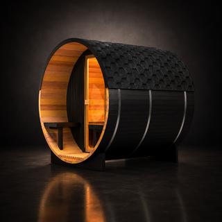 Black Luxury Outdoor Barrel Sauna for 2 to 6 Persons – Premium Cedar & Hemlock Sauna with Electric Heater Anyi Health