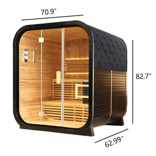 Outdoor Spruce Traditional Steam Sauna, Square Sauna Room with Tempered Glass Door, Home Spa Sauna Kit for Outdoor Wellness & Relaxation Anyi Health