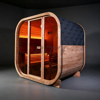 Anyi-7  Square Outdoor Sauna – Carbonized Spruce Wood | 3~4 Person Traditional Steam