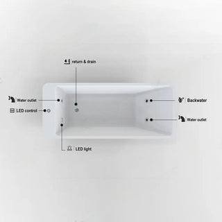 Rectangular Cold Plunge Tub Soaking Bathtub Acrylic Freestanding Ice Bath Tub