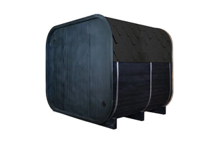 Outdoor Traditional Square Steam Sauna, Carbonized Spruce Wood Sauna Room with Weatherproof Asphalt Shingle Roof, Home Spa Sauna Kit with Tempered Glass Door & Sauna Accessories Anyi Health