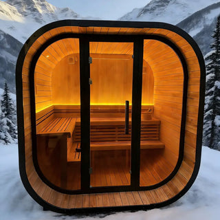 New 4-6 person Black Square Premium Thermo Spruce Wood Outdoor Sauna-FFF Anyi Health