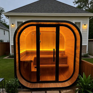 New 4-6 person Black Square Premium Thermo Spruce Wood Outdoor Sauna-FFF Anyi Health