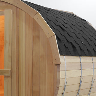 4 Person Outdoor Barrel Sauna, Canadian Hemlock Traditional Steam Barrel Sauna Kit with Outdoor Waterproof Tile, Lava Rocks and More