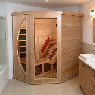 1 Person Far Infrared Red Cedar Indoor Sauna with Recliner & 7-Color LED Lights Anyi Health