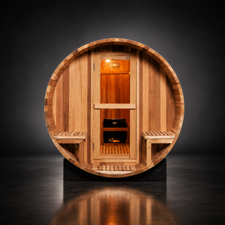 6 Person Outdoor Barrel Sauna with Front Porch Anyi Health