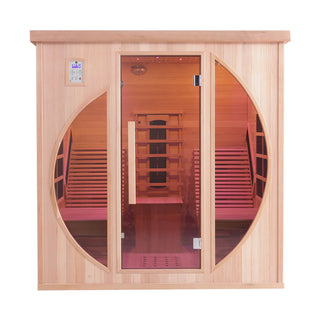 2 Person Far Infrared Red Cedar Wooden Indoor Sauna Room With Recliner, 7 Colors Full Star Colored Lights, Far Infrared Heated Tube and More