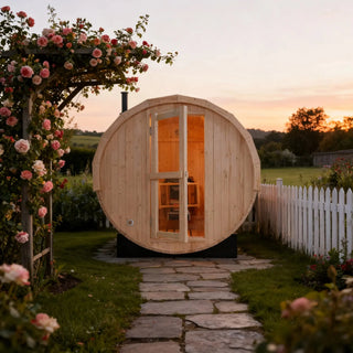 2–4 Person Outdoor Barrel Sauna – Premium White Pine | Traditional Steam Sauna for Backyard Relaxation Anyi Health