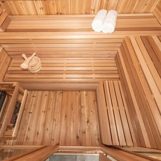 Outdoor Square Red Cedar Sauna – 4-6 Person Traditional Steam Sauna with Electric or Wood-Burning Heater Anyi Health