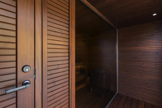 Luxury Outdoor Modular Sauna with Thermo-Aspen Interior, Nordic Spruce Exterior & Terrace