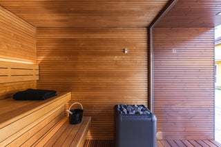 Luxury Outdoor Modular Sauna with Thermo-Aspen Interior, Nordic Spruce Exterior & Terrace