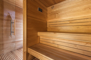 Luxury Outdoor Modular Sauna with Thermo-Aspen Interior, Nordic Spruce Exterior & Terrace
