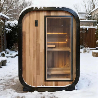 1–2 Person Red Cedar Outdoor Traditional Steam Sauna – Compact Luxury for Backyard Relaxation Anyi Health