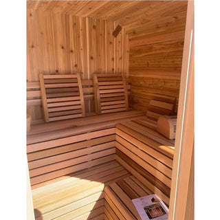 Outdoor Square Red Cedar Sauna – 4-6 Person Traditional Steam Sauna with Electric or Wood-Burning Heater