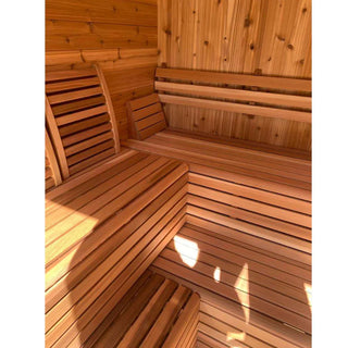 Outdoor Square Red Cedar Sauna – 4-6 Person Traditional Steam Sauna with Electric or Wood-Burning Heater