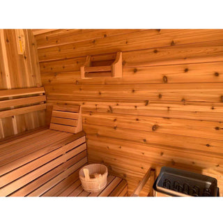 Outdoor Square Red Cedar Sauna – 4-6 Person Traditional Steam Sauna with Electric or Wood-Burning Heater