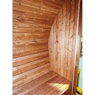 Stylish Black Barrel Sauna with Porch – 4 Person Outdoor Thermally Modified Wood Sauna