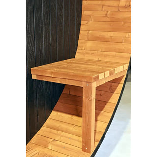 Stylish Black Barrel Sauna with Porch – 4 Person Outdoor Thermally Modified Wood Sauna