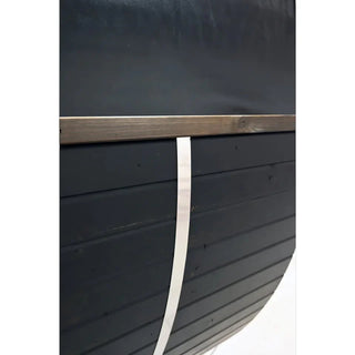 Stylish Black Barrel Sauna with Porch – 4 Person Outdoor Thermally Modified Wood Sauna